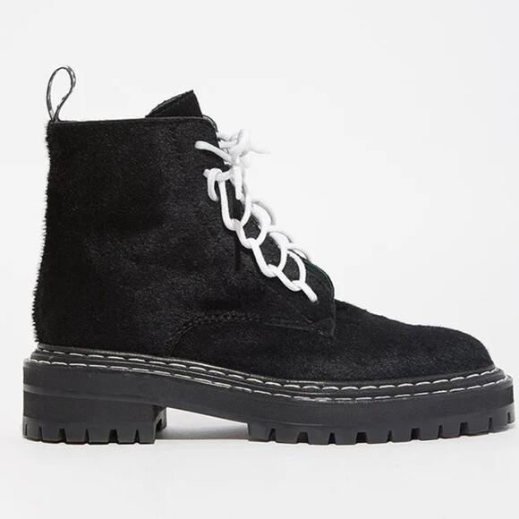 Proenza Schouler Women's Lug Sole Pony Hair Lace Up Boots Size 39 - Picture 1 of 10
